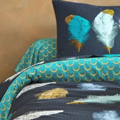 Becquet Linge de lit motif plumes - CRÉATION< Housse De Couette|Linge De Lit Fantaisie, Linge De Lit Brodé