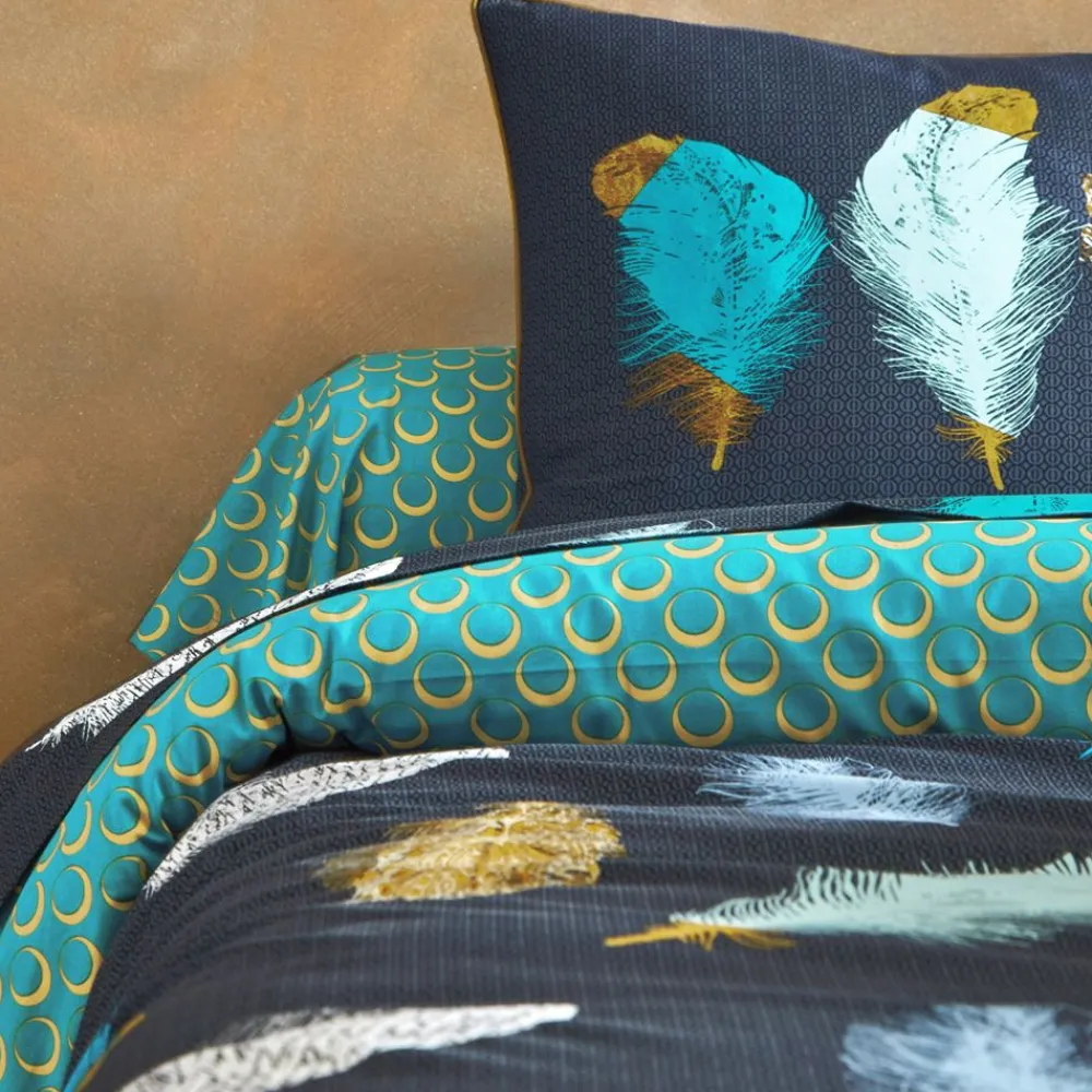 Becquet Linge de lit motif plumes - CRÉATION< Housse De Couette|Linge De Lit Fantaisie, Linge De Lit Brodé