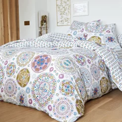 Becquet Linge de lit motif rosaces - CRÉATION<Enfant Linge De Lit Ado, Housse De Couette|Linge De Lit Fantaisie, Linge De Lit Brodé