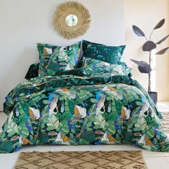Becquet Linge de lit motif tropical - CRÉATION< Housse De Couette|Linge De Lit Fantaisie, Linge De Lit Brodé