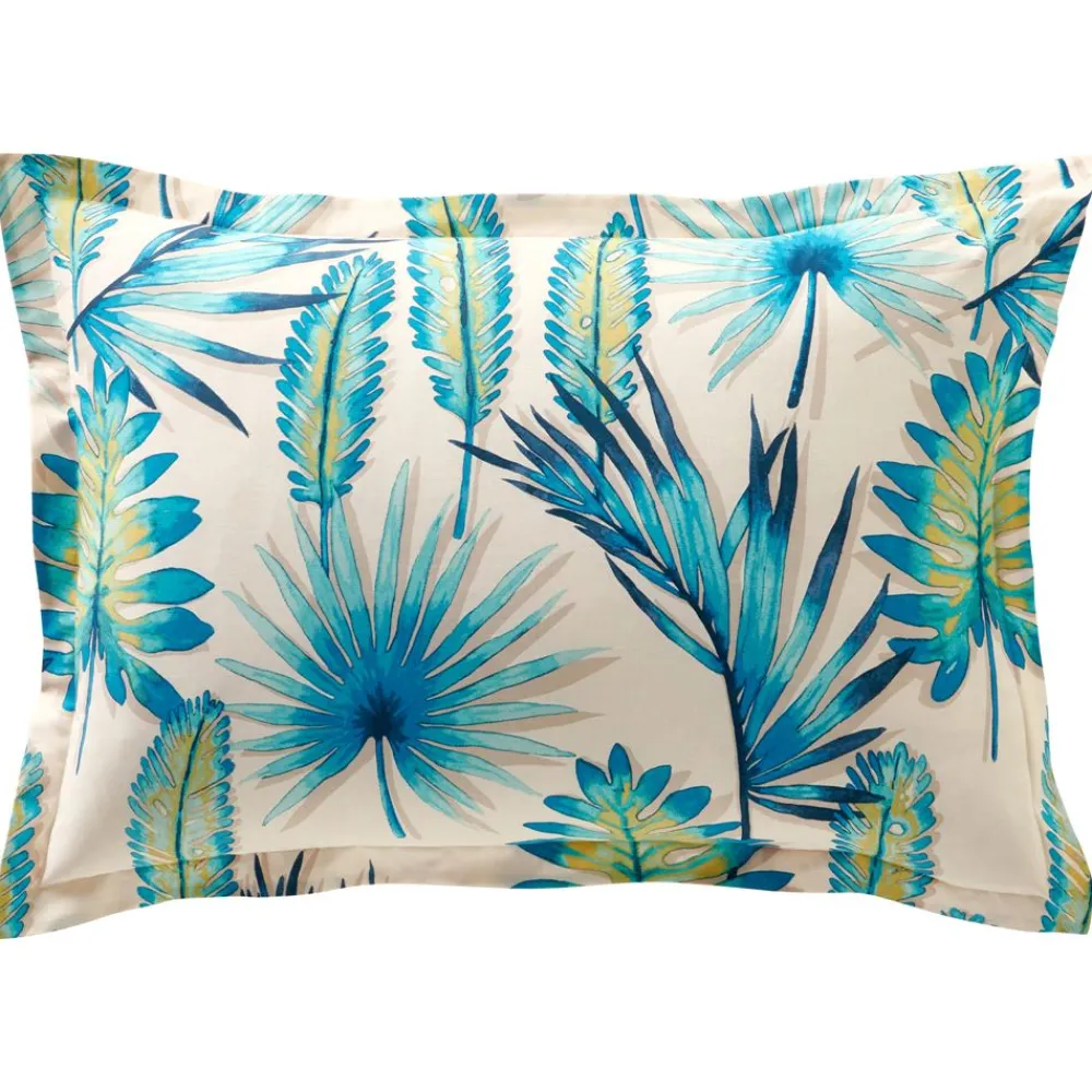 Becquet Linge de lit motif tropical bleu - CRÉATION< Housse De Couette|Linge De Lit Fantaisie, Linge De Lit Brodé