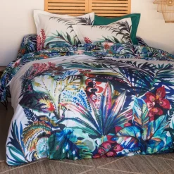 Becquet Linge de lit motif tropiques – CRÉATION< Housse De Couette|Linge De Lit Fantaisie, Linge De Lit Brodé