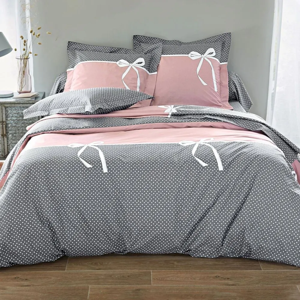 Becquet Linge de lit nœuds et pois<Enfant Linge De Lit Ado, Housse De Couette|Housse De Couette