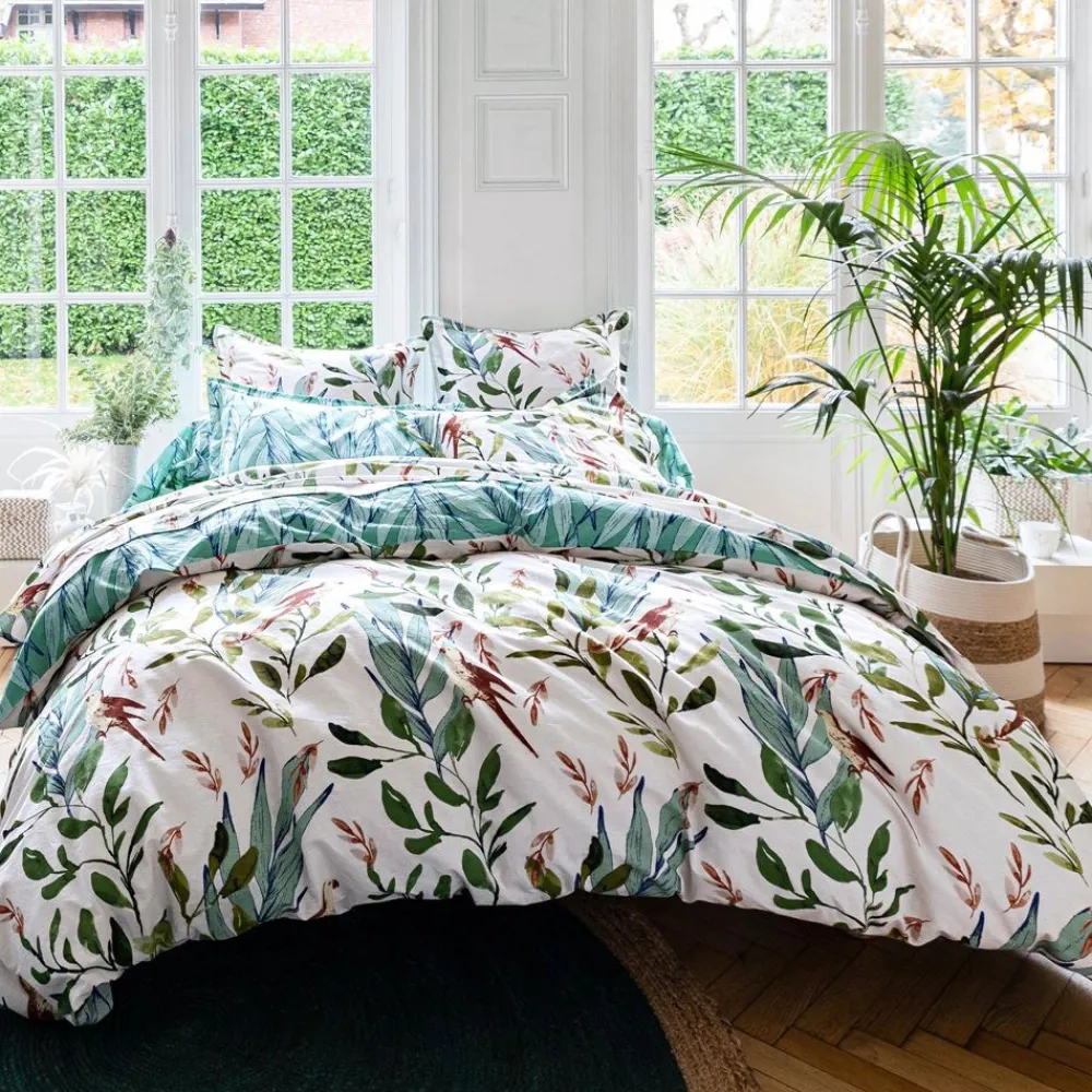 Becquet Linge de lit oiseaux et feuillage - CRÉATION< Housse De Couette|Linge De Lit Fantaisie, Linge De Lit Brodé