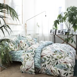 Becquet Linge de lit oiseaux et feuillage - CRÉATION< Housse De Couette|Linge De Lit Fantaisie, Linge De Lit Brodé