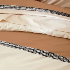 Becquet Linge de lit percale bicolore finition galon< Housse De Couette|Linge De Lit Fantaisie, Linge De Lit Brodé