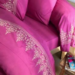 Becquet Linge de lit percale brodée - CRÉATION.< Les Matières|Housse De Couette