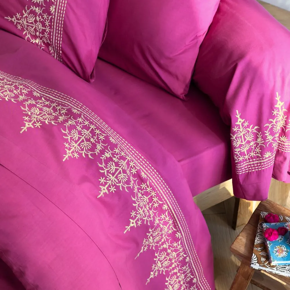 Becquet Linge de lit percale brodée - CRÉATION.< Les Matières|Housse De Couette
