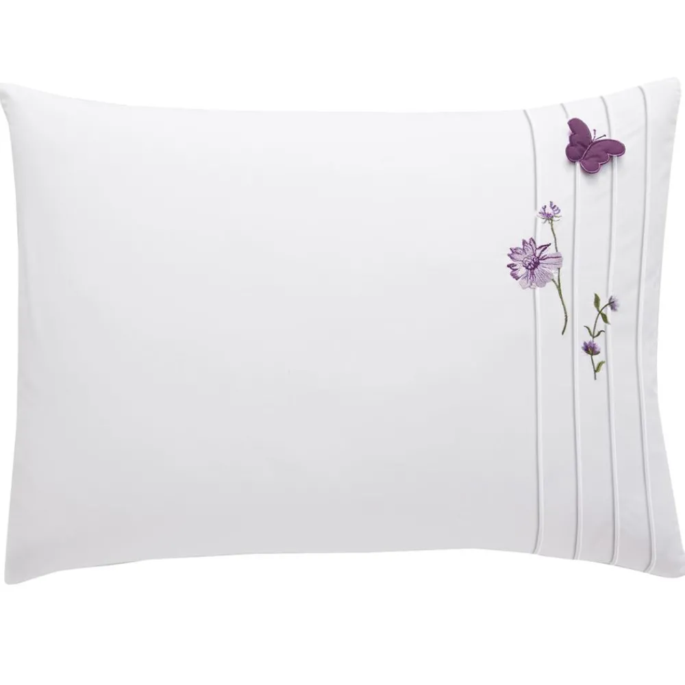 Becquet Linge de lit percale brodée fleurs et papillons - CRÉATION<Enfant Linge De Lit Ado, Housse De Couette|Housse De Couette