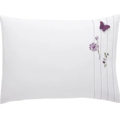 Becquet Linge de lit percale brodée fleurs et papillons - CRÉATION<Enfant Linge De Lit Ado, Housse De Couette|Housse De Couette