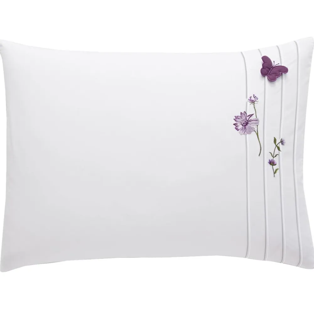 Becquet Linge de lit percale brodée fleurs et papillons - CRÉATION<Enfant Linge De Lit Ado, Housse De Couette|Housse De Couette