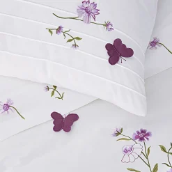 Becquet Linge de lit percale brodée fleurs et papillons - CRÉATION<Enfant Linge De Lit Ado, Housse De Couette|Housse De Couette