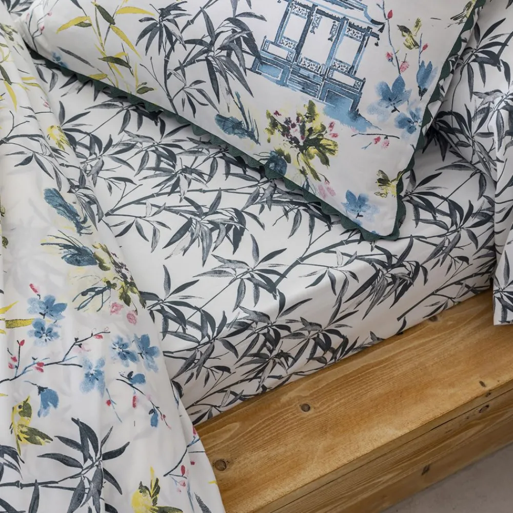 Becquet Linge de lit percale décor asiatique< Housse De Couette|Linge De Lit Fantaisie, Linge De Lit Brodé