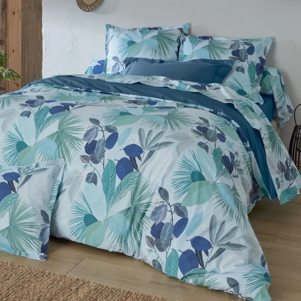 Becquet Linge de lit percale feuillage exotique< Les Matières|Housse De Couette