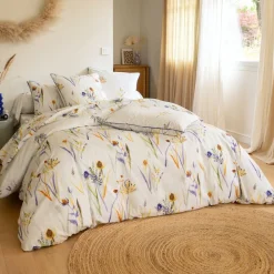 Becquet Linge de lit percale feuilles et bouquets - CRÉATION< Housse De Couette|Linge De Lit Fantaisie, Linge De Lit Brodé