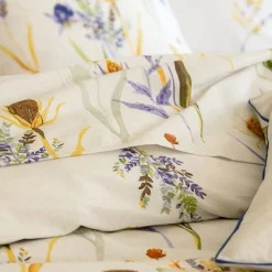 Becquet Linge de lit percale feuilles et bouquets - CRÉATION< Housse De Couette|Linge De Lit Fantaisie, Linge De Lit Brodé