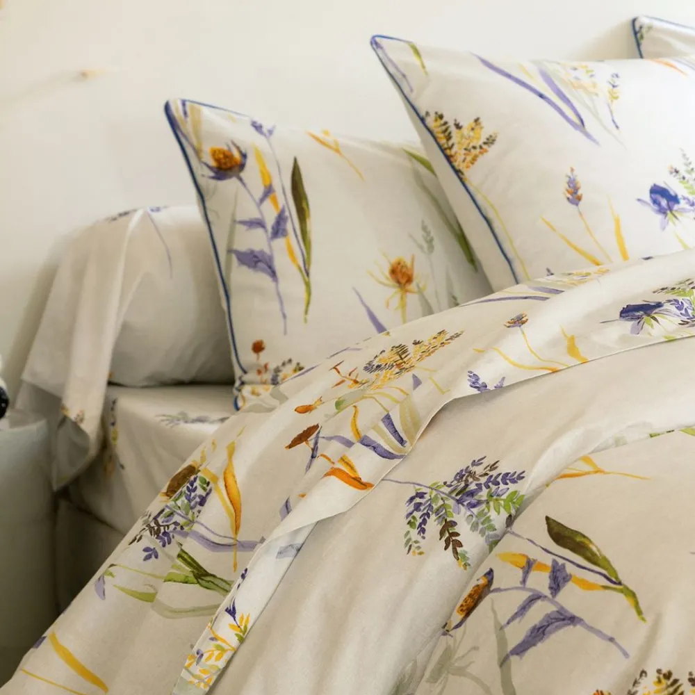 Becquet Linge de lit percale feuilles et bouquets - CRÉATION< Housse De Couette|Linge De Lit Fantaisie, Linge De Lit Brodé
