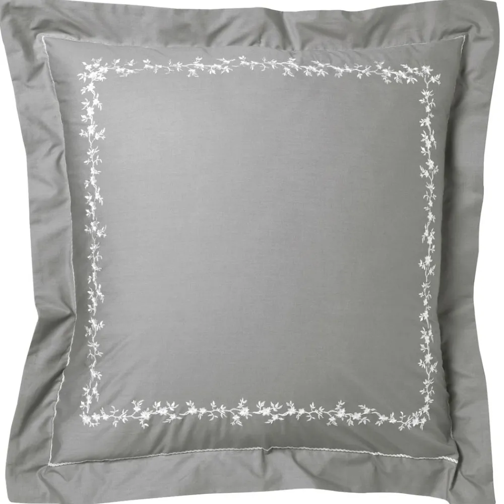 Becquet Linge de lit percale fleurs brodées et torsades - CRÉATION< Les Matières|Housse De Couette