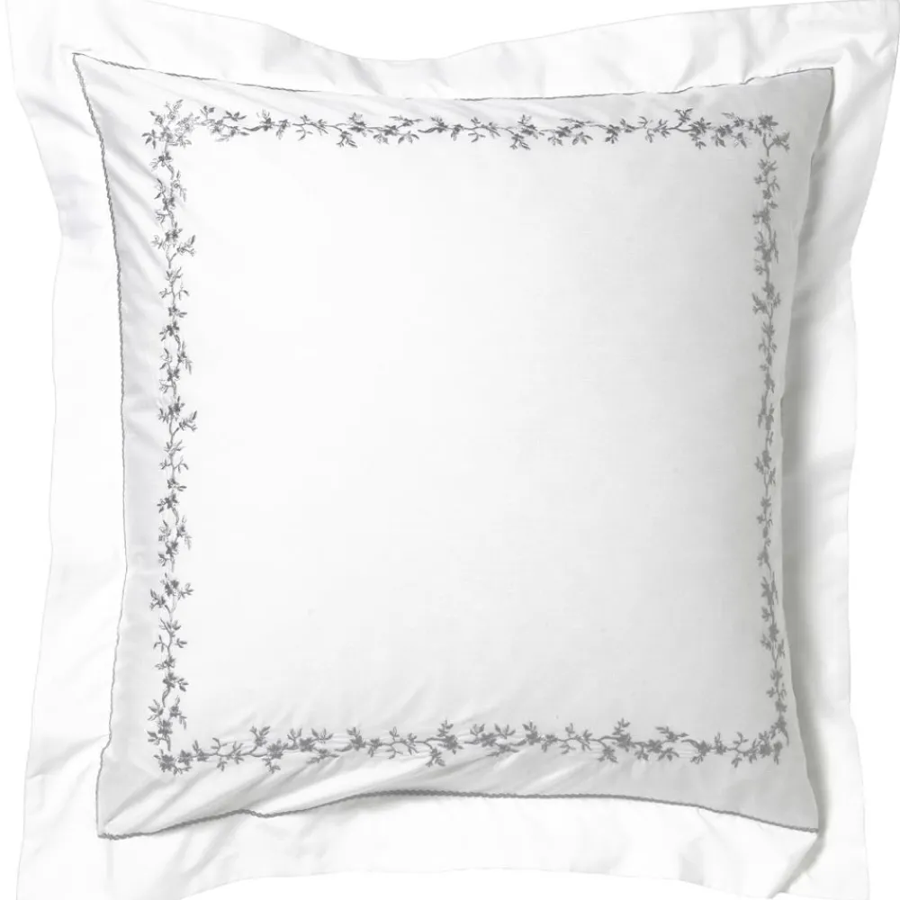 Becquet Linge de lit percale fleurs brodées et torsades - CRÉATION< Housse De Couette
