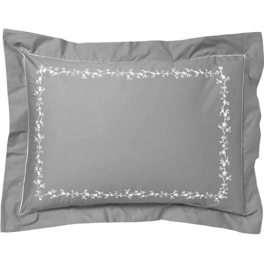Becquet Linge de lit percale fleurs brodées et torsades - CRÉATION< Housse De Couette