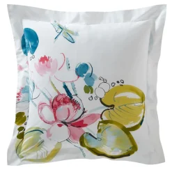 Becquet Linge de lit percale fleurs et feuilles de nénuphars multicolores< Housse De Couette|Linge De Lit Fantaisie, Linge De Lit Brodé