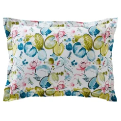 Becquet Linge de lit percale fleurs et feuilles de nénuphars multicolores< Housse De Couette|Linge De Lit Fantaisie, Linge De Lit Brodé