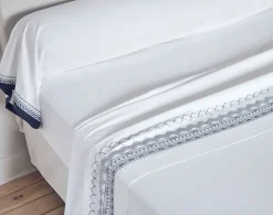 Becquet Linge de lit percale frises brodées - CRÉATION< Housse De Couette|Linge De Lit Fantaisie, Linge De Lit Brodé