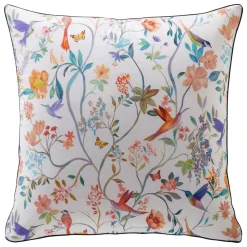 Becquet Linge de lit percale imprimé fleurs et oiseaux - CRÉATION< Housse De Couette|Linge De Lit Fantaisie, Linge De Lit Brodé