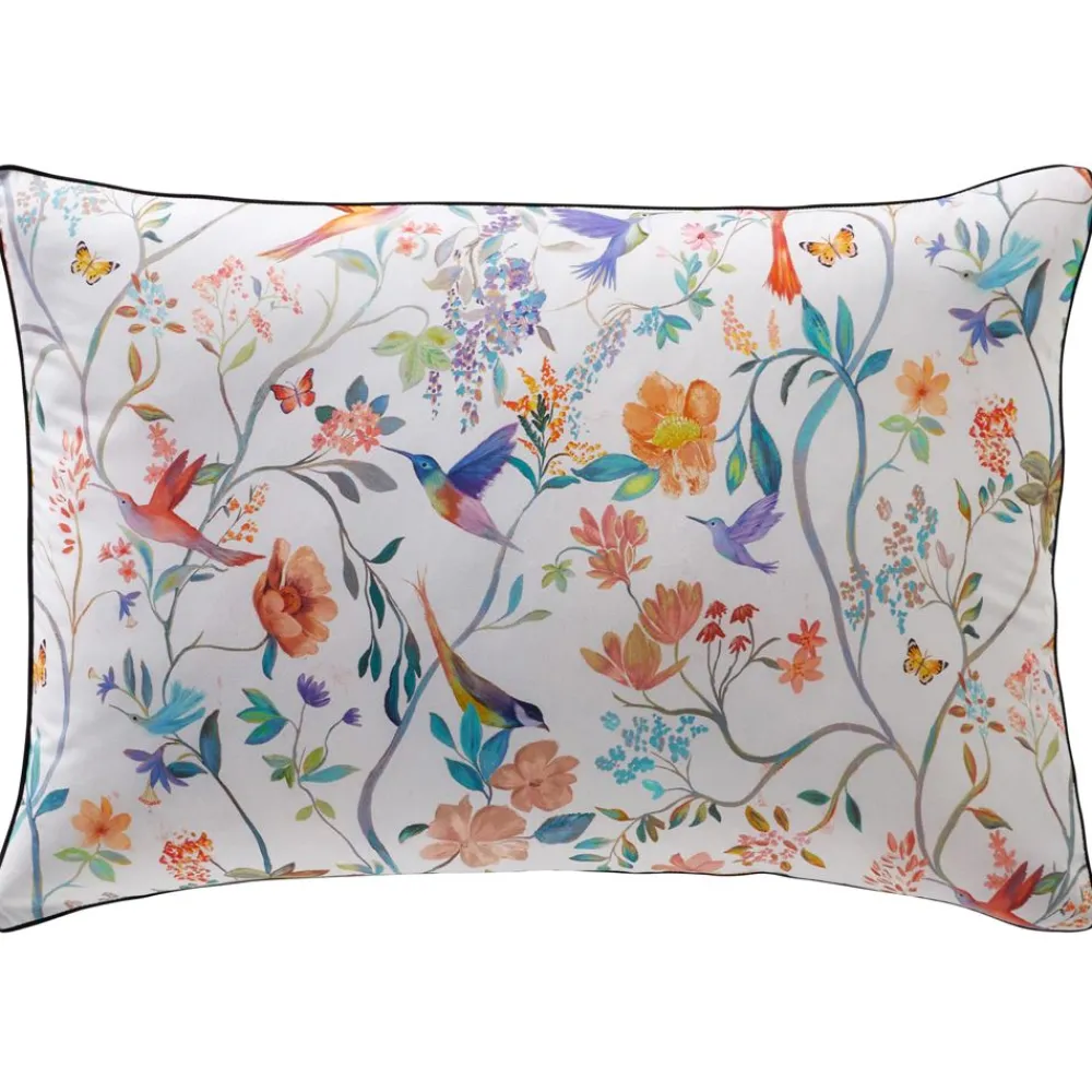 Becquet Linge de lit percale imprimé fleurs et oiseaux - CRÉATION< Housse De Couette|Linge De Lit Fantaisie, Linge De Lit Brodé