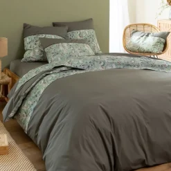 Becquet Linge de lit percale motif feuilles - CRÉATION< Housse De Couette|Linge De Lit Fantaisie, Linge De Lit Brodé