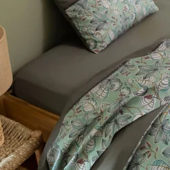 Becquet Linge de lit percale motif feuilles - CRÉATION< Housse De Couette|Linge De Lit Fantaisie, Linge De Lit Brodé