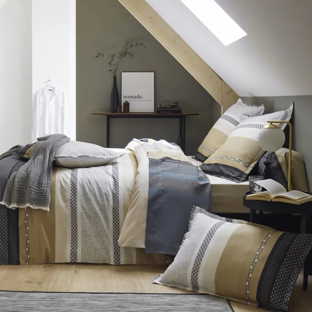 Becquet Linge de lit percale motif bandes géométriques< Les Matières|Housse De Couette