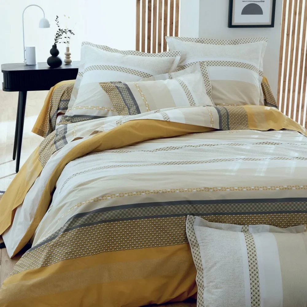 Becquet Linge de lit percale motif bandes géométriques< Housse De Couette|Linge De Lit Fantaisie, Linge De Lit Brodé