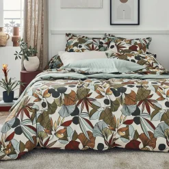 Becquet Linge de lit percale motif feuillage luxuriant< Housse De Couette|Linge De Lit Fantaisie, Linge De Lit Brodé
