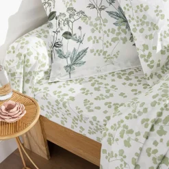 Becquet Linge de lit percale motif végétal - CRÉATION< Les Matières|Housse De Couette