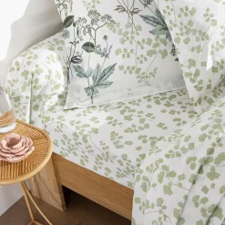Becquet Linge de lit percale motif végétal - CRÉATION< Les Matières|Housse De Couette
