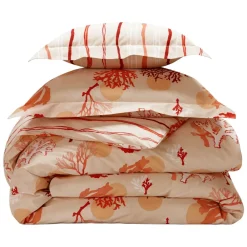 Becquet Linge de lit percale motif corail - CRÉATION< Housse De Couette|Linge De Lit Fantaisie, Linge De Lit Brodé