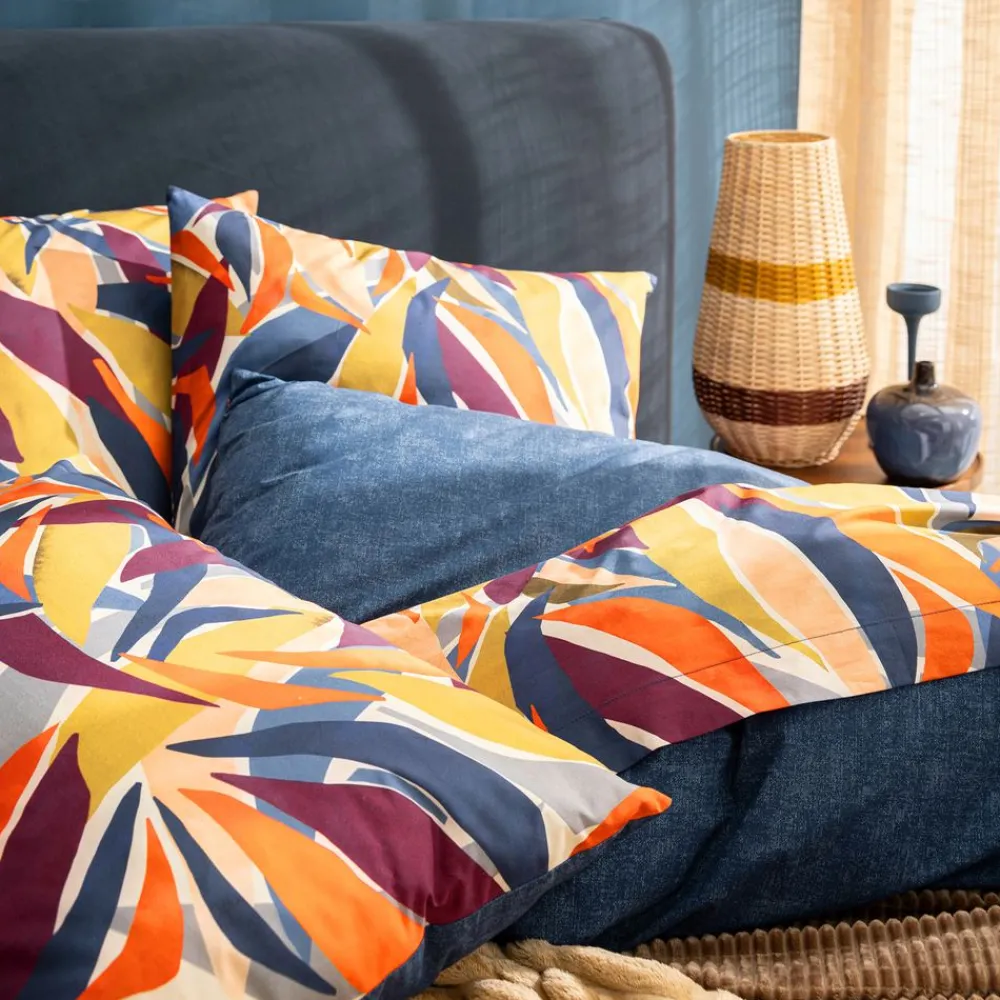 Becquet Linge de lit percale motif feuillage - CRÉATION< Les Matières|Housse De Couette
