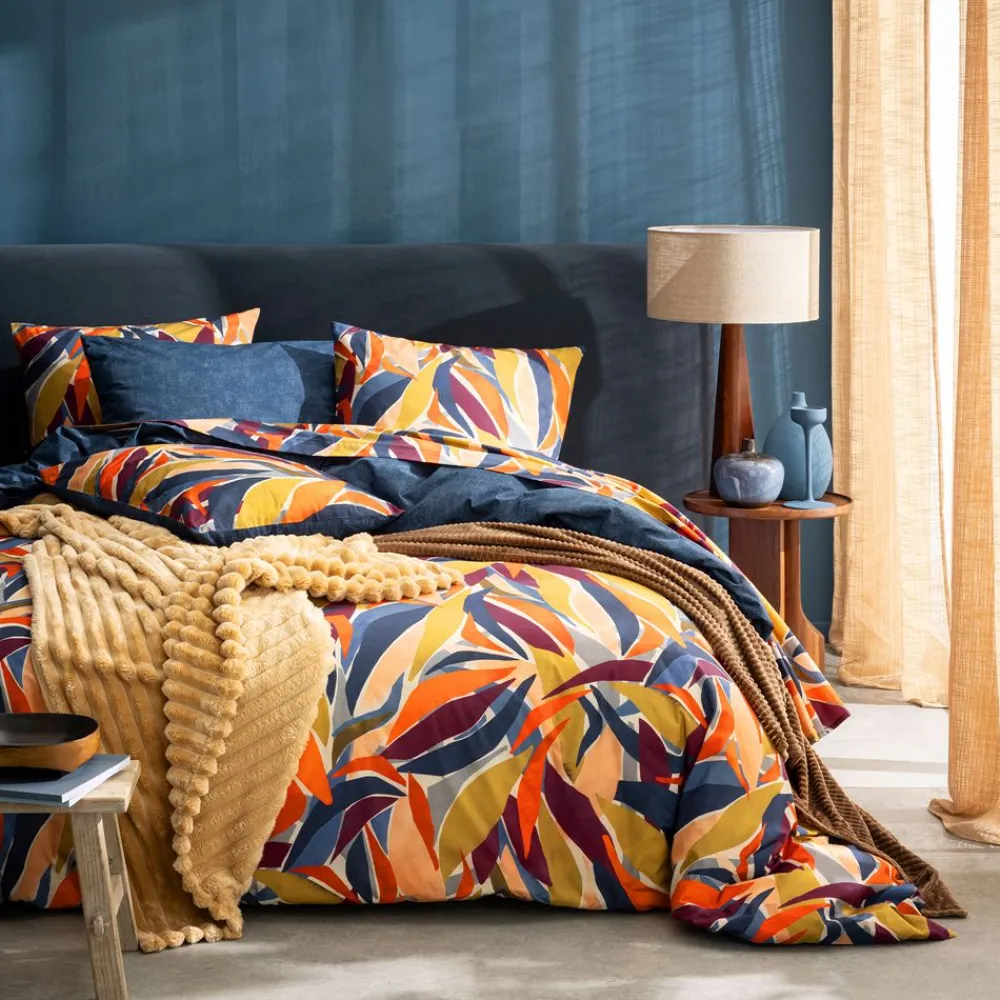Becquet Linge de lit percale motif feuillage - CRÉATION< Les Matières|Housse De Couette
