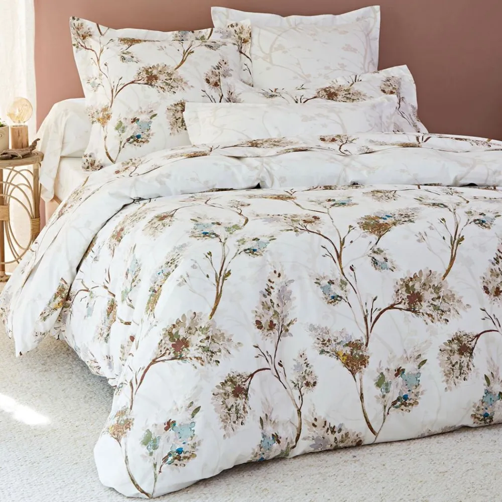 Becquet Linge de lit percale motif végétal - CRÉATION< Housse De Couette|Linge De Lit Fantaisie, Linge De Lit Brodé