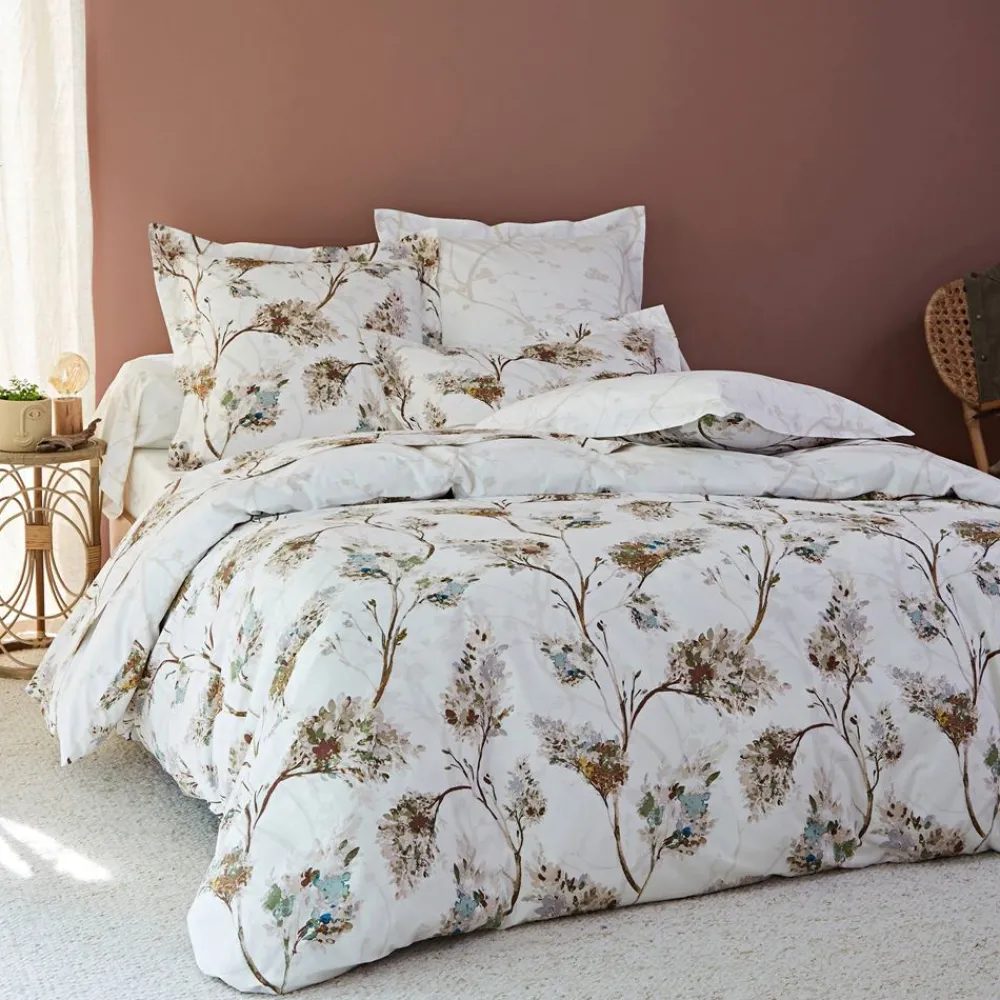 Becquet Linge de lit percale motif végétal - CRÉATION< Housse De Couette|Linge De Lit Fantaisie, Linge De Lit Brodé