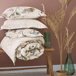 Becquet Linge de lit percale motif végétal - CRÉATION< Housse De Couette|Linge De Lit Fantaisie, Linge De Lit Brodé