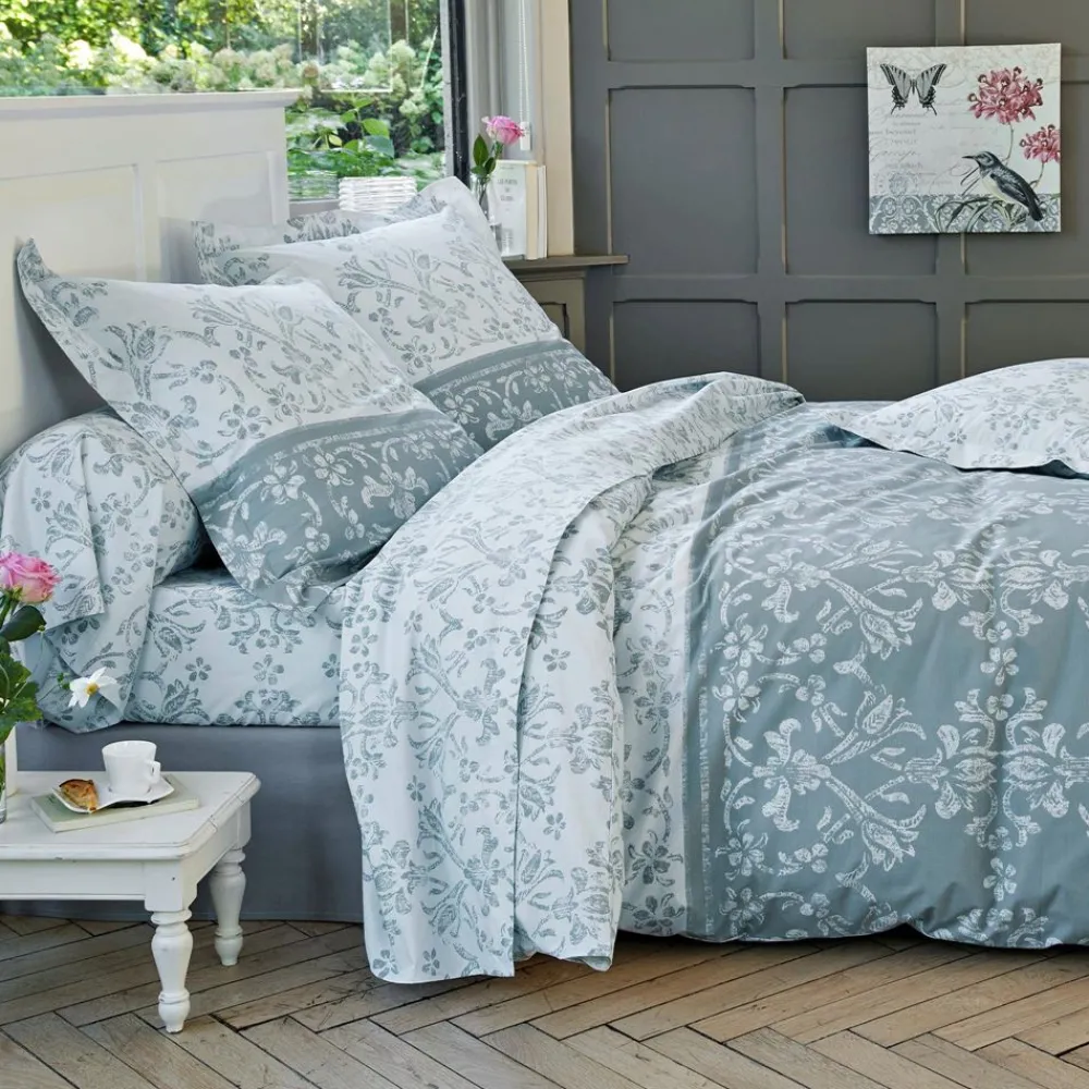 Becquet Linge de lit percale motif volutes et arabesques - CRÉATION< Les Matières|Housse De Couette