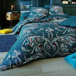 Becquet Linge de lit percale motif paons - CRÉATION< Housse De Couette|Linge De Lit Fantaisie, Linge De Lit Brodé