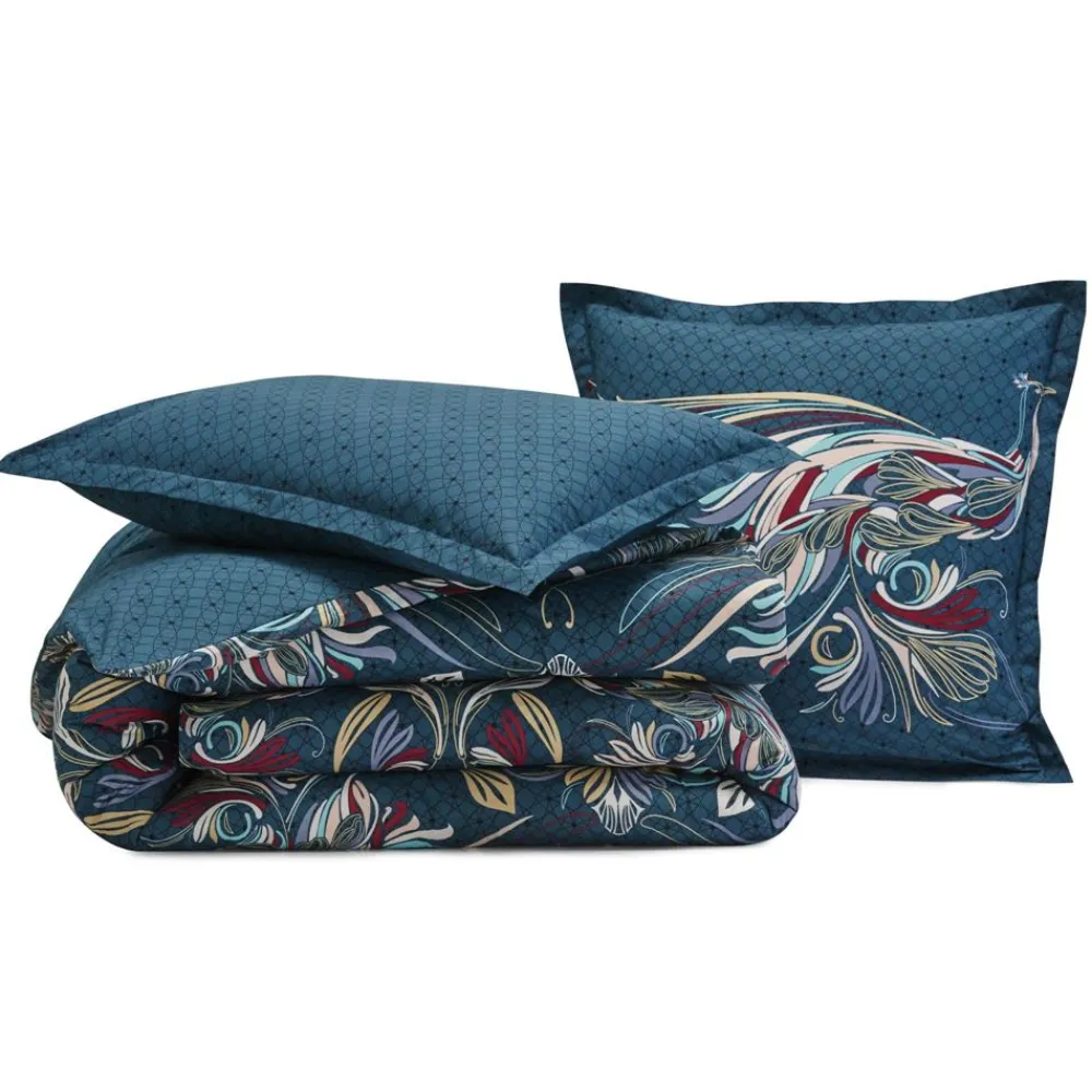 Becquet Linge de lit percale motif paons - CRÉATION< Housse De Couette|Linge De Lit Fantaisie, Linge De Lit Brodé