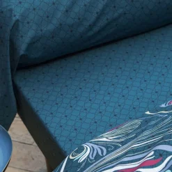 Becquet Linge de lit percale motif paons - CRÉATION< Housse De Couette|Linge De Lit Fantaisie, Linge De Lit Brodé