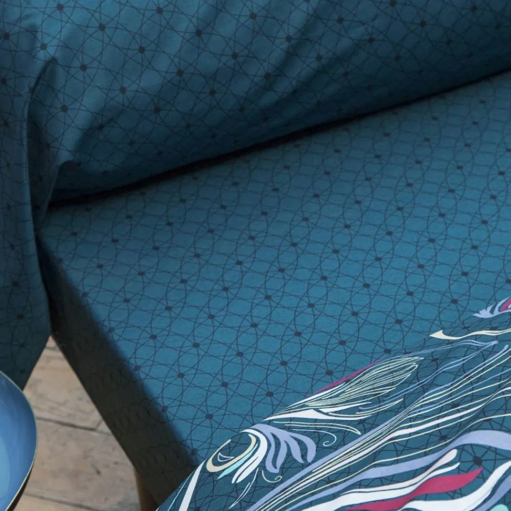 Becquet Linge de lit percale motif paons - CRÉATION< Housse De Couette|Linge De Lit Fantaisie, Linge De Lit Brodé