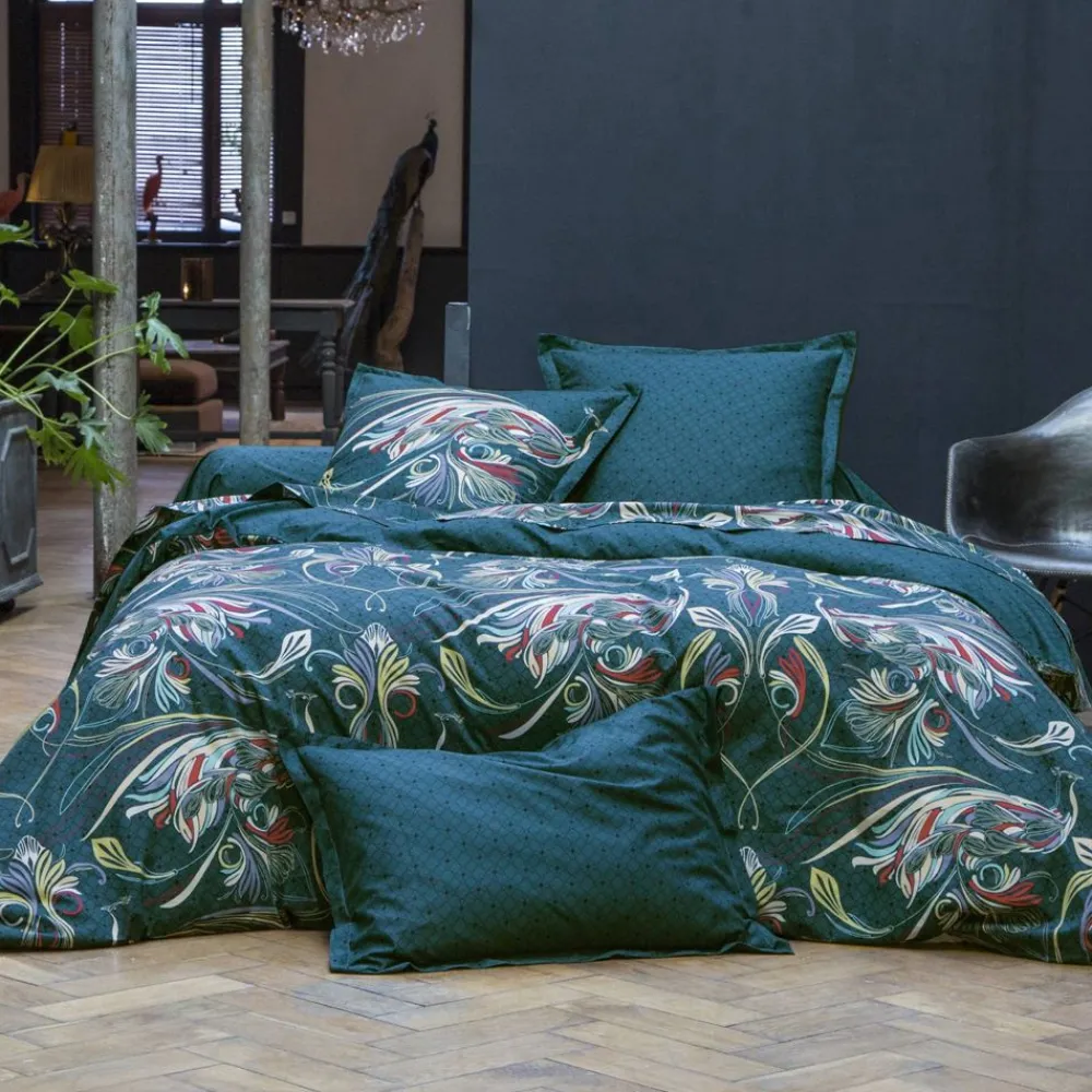 Becquet Linge de lit percale motif paons - CRÉATION< Housse De Couette|Linge De Lit Fantaisie, Linge De Lit Brodé