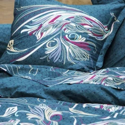 Becquet Linge de lit percale motif paons - CRÉATION< Housse De Couette|Linge De Lit Fantaisie, Linge De Lit Brodé