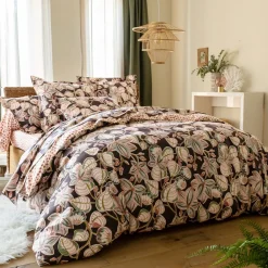 Becquet Linge de lit percale motif feuillage - CRÉATION< Housse De Couette|Linge De Lit Fantaisie, Linge De Lit Brodé
